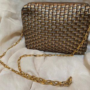 LJS Bronze/Gold/Silver Basketweave Collection Shoulder or CrossBody Bag